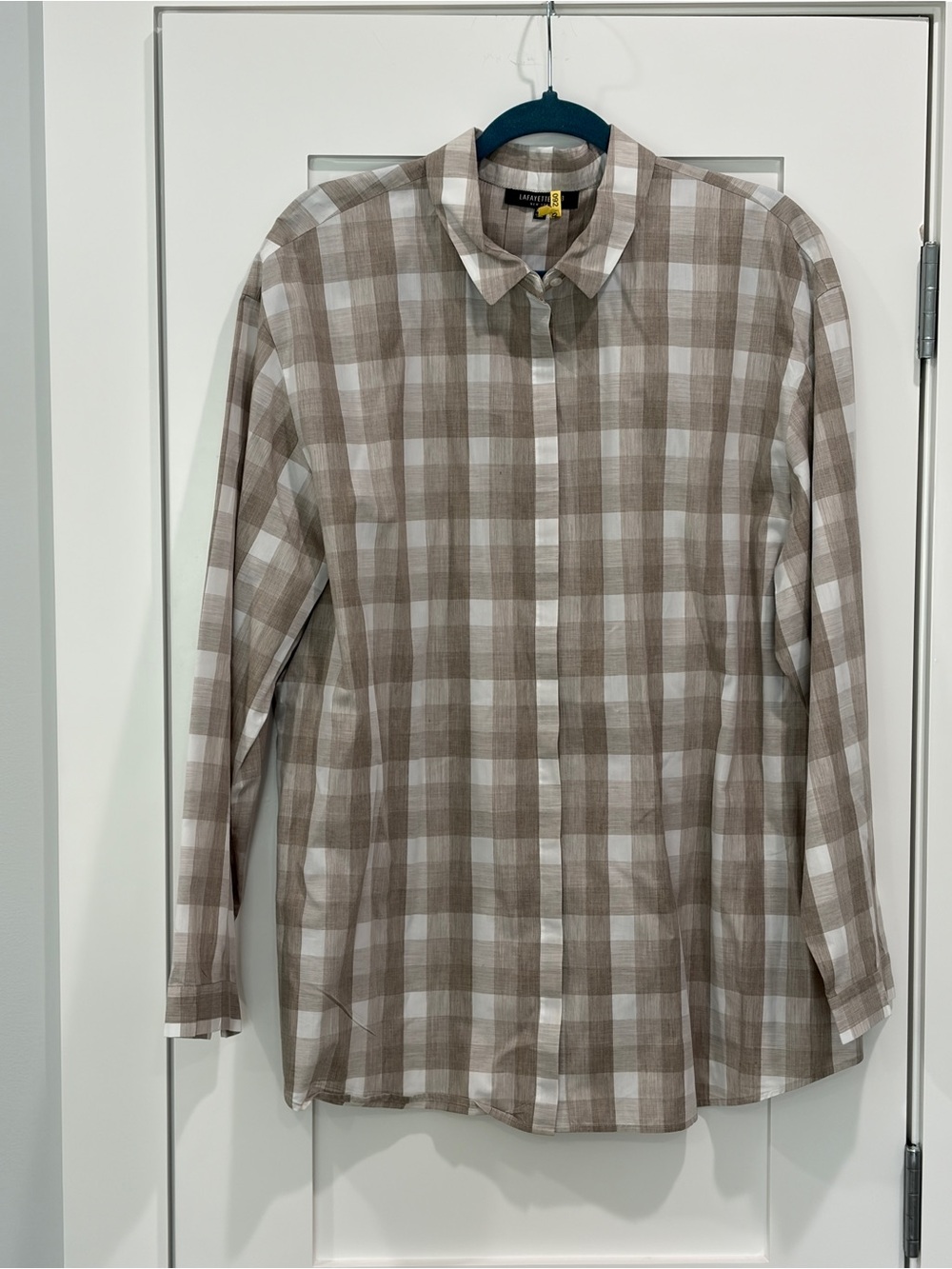 Light Brown Plaid Button-Down Shirt
